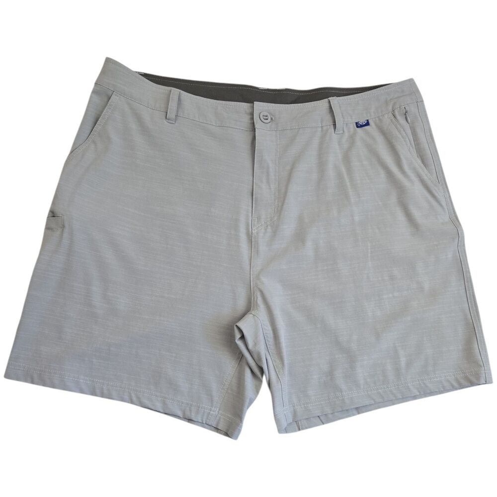 AFTCO 365 Hybrid Chino Fishing Shorts Mens 40 Gray 7" Stretch Pliers Pocket